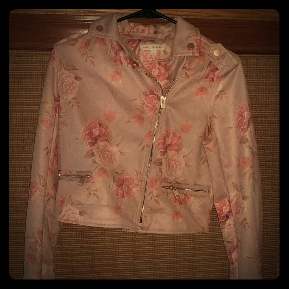 Women's pink roses jacket Sz Small